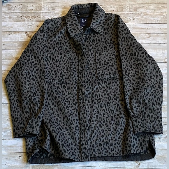 🆕 GAP Women’s Animal Print Shirt Jacket Shacket Coat Outerwear XL 16/18 - Picture 5 of 13